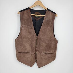 Scully Vintage Leather Vest Mens Large Brown Snap Button Classic Rock Suede